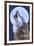 Wolf Howling at Moon-Lantern Press-Framed Art Print