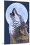 Wolf Howling at Moon-Lantern Press-Mounted Art Print