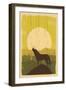 Wolf Howling Background, Vector-Seita-Framed Art Print