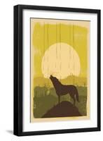 Wolf Howling Background, Vector-Seita-Framed Art Print