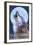 Wolf Howling - Smithers, BC, Canada-Lantern Press-Framed Art Print