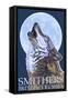Wolf Howling - Smithers, BC, Canada-Lantern Press-Framed Stretched Canvas