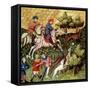 Wolf Hunt, from a Book by Gaston Phebus De Foix (1331-91)-null-Framed Stretched Canvas