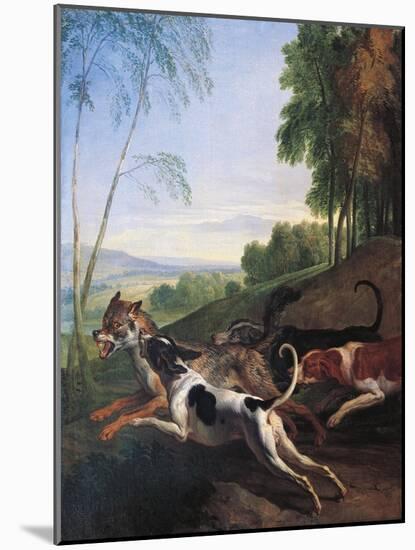 Wolf Hunting, Painting by Alexandre-Francois Desportes (1661-1743), France, 17th Century-Alexandre-Francois Desportes-Mounted Premium Giclee Print