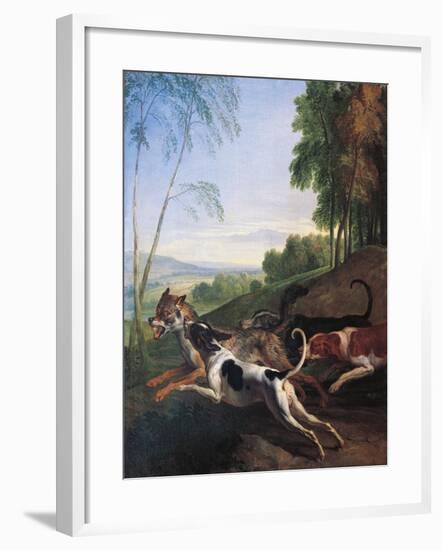 Wolf Hunting, Painting by Alexandre-Francois Desportes (1661-1743), France, 17th Century-Alexandre-Francois Desportes-Framed Giclee Print