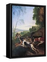Wolf Hunting, Painting by Alexandre-Francois Desportes (1661-1743), France, 17th Century-Alexandre-Francois Desportes-Framed Stretched Canvas