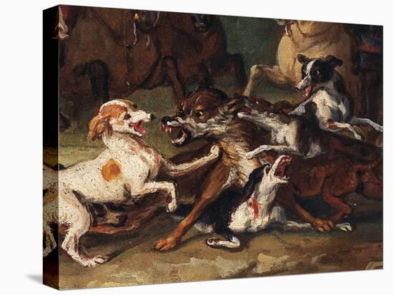 Wolf Hunting-Alexandre-Francois Desportes-Stretched Canvas