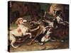 Wolf Hunting-Alexandre-Francois Desportes-Stretched Canvas