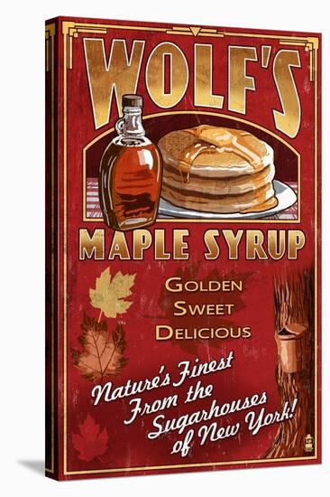 Wolf's Maple Syrup - New York-Lantern Press-Stretched Canvas