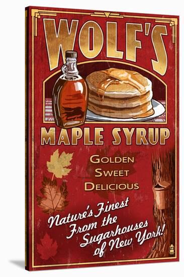 Wolf's Maple Syrup - New York-Lantern Press-Stretched Canvas