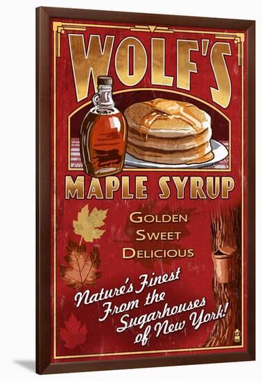 Wolf's Maple Syrup - New York-Lantern Press-Framed Art Print