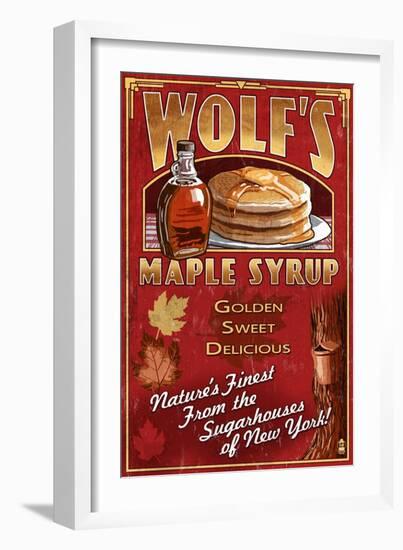 Wolf's Maple Syrup - New York-Lantern Press-Framed Art Print