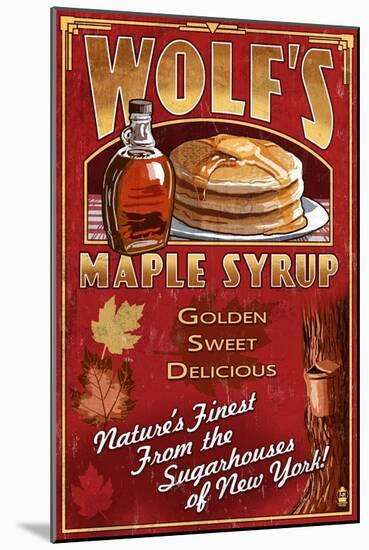 Wolf's Maple Syrup - New York-Lantern Press-Mounted Art Print