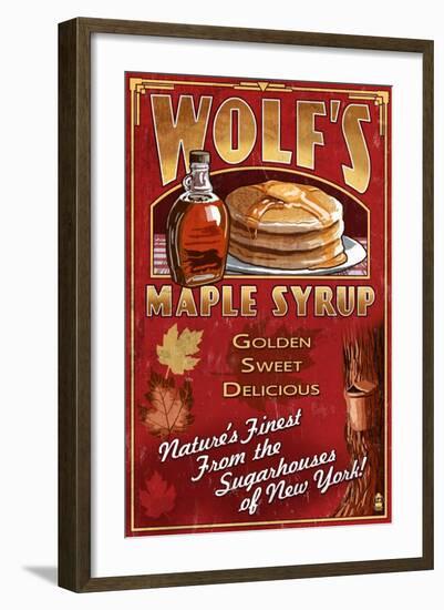 Wolf's Maple Syrup - New York-Lantern Press-Framed Art Print