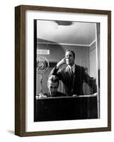 Wolfe, NBC Radio Director, Makes Timing Gestures Through the Glass Window of the Control Room-Alfred Eisenstaedt-Framed Photographic Print