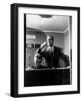 Wolfe, NBC Radio Director, Makes Timing Gestures Through the Glass Window of the Control Room-Alfred Eisenstaedt-Framed Photographic Print