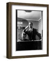 Wolfe, NBC Radio Director, Makes Timing Gestures Through the Glass Window of the Control Room-Alfred Eisenstaedt-Framed Photographic Print