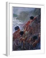 Wolfe's Army Scaling the Cliffs at Quebec 1759, C.1920-Henry Sandham-Framed Giclee Print