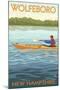 Wolfeboro, New Hampshire - Kayak Scene-Lantern Press-Mounted Art Print