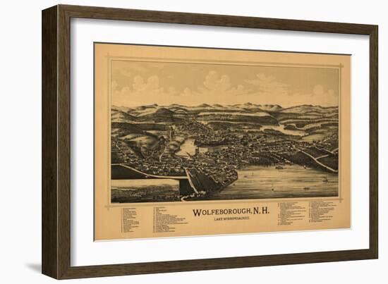 Wolfeboro, New Hampshire - Panoramic Map-Lantern Press-Framed Art Print