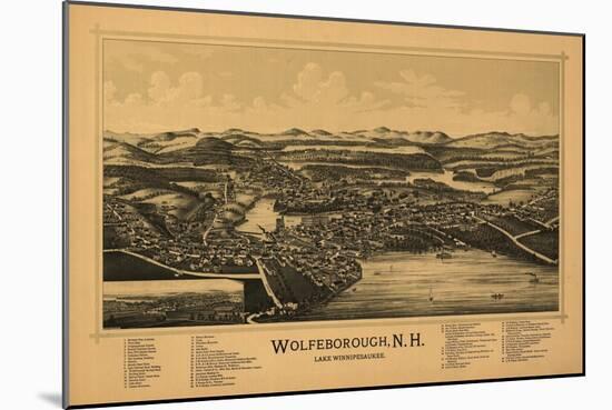 Wolfeboro, New Hampshire - Panoramic Map-Lantern Press-Mounted Art Print