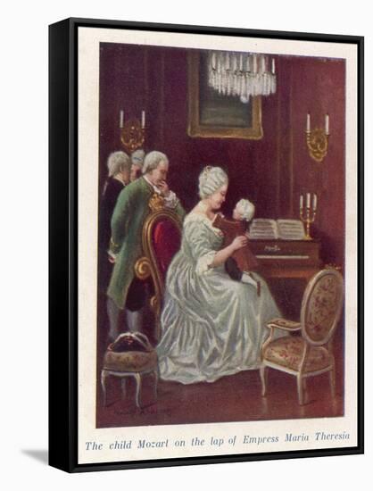 Wolfgang Amadeus Mozart as a Child Taken by the Empress Maria Theresia onto Her Imperial Lap-Rudolf Klingsbogl-Framed Stretched Canvas