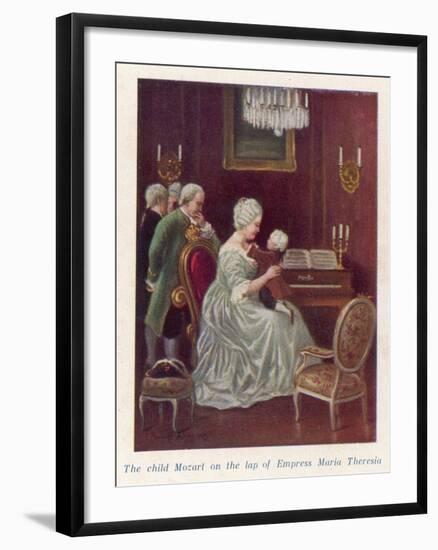 Wolfgang Amadeus Mozart as a Child Taken by the Empress Maria Theresia onto Her Imperial Lap-Rudolf Klingsbogl-Framed Art Print