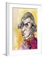 Wolfgang Amadeus Mozart - caricature of the Austrian composer-Neale Osborne-Framed Giclee Print