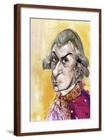 Wolfgang Amadeus Mozart - caricature of the Austrian composer-Neale Osborne-Framed Giclee Print