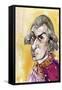 Wolfgang Amadeus Mozart - caricature of the Austrian composer-Neale Osborne-Framed Stretched Canvas