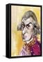 Wolfgang Amadeus Mozart - caricature of the Austrian composer-Neale Osborne-Framed Stretched Canvas