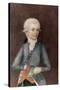 Wolfgang Amadeus Mozart, circa 1780 (Miniature) (Gouache, Tempera, Parchment)-Johann Nepomuk della Croce-Stretched Canvas