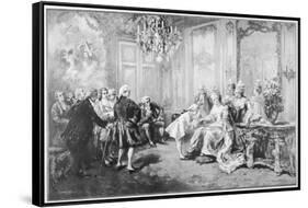 Wolfgang Amadeus Mozart Received by Madame De Pompadour-V. De Paredes-Framed Stretched Canvas