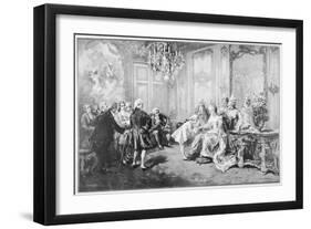 Wolfgang Amadeus Mozart Received by Madame De Pompadour-V. De Paredes-Framed Art Print