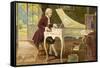 Wolfgang Amadeus Mozart the Austrian Composer Playing an Ornate Harpsichord-T. Beck-Framed Stretched Canvas