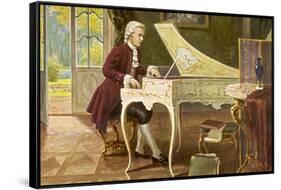 Wolfgang Amadeus Mozart the Austrian Composer Playing an Ornate Harpsichord-T. Beck-Framed Stretched Canvas