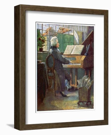 Wolfgang Amadeus Mozart the Austrian Composer Playing the Harpsichord-Otto Nowak-Framed Art Print