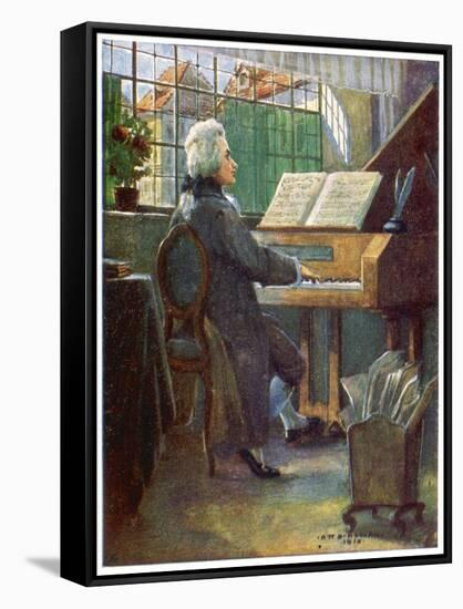 Wolfgang Amadeus Mozart the Austrian Composer Playing the Harpsichord-Otto Nowak-Framed Stretched Canvas