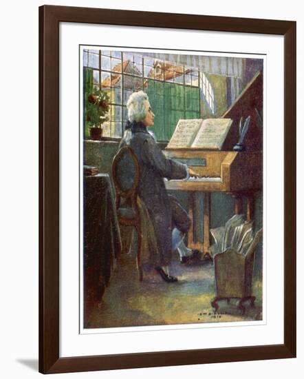 Wolfgang Amadeus Mozart the Austrian Composer Playing the Harpsichord-Otto Nowak-Framed Art Print