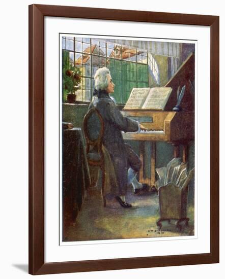 Wolfgang Amadeus Mozart the Austrian Composer Playing the Harpsichord-Otto Nowak-Framed Art Print