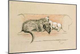 Wolfhound and Bull Terrier Asleep on a Sofa-Cecil Charles Windsor Aldin-Mounted Giclee Print