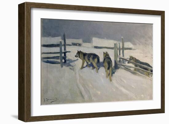 Wolfs, Winter Night, c.1910-Alexei Steipanovitch Stepanov-Framed Giclee Print