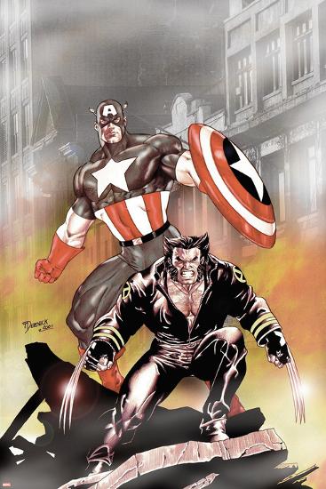 Wolverine Captain America No.1 Cover: Wolverine and Captain America-Tom Derenick-Lamina Framed Poster