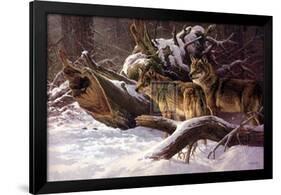 Wolves in Winter-D Van Heerde-Framed Art Print