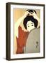 Woman Adjusting Her Hair in Front of the Mirror, 1930-Kitano Tsunetoni-Framed Giclee Print