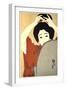 Woman Adjusting Her Hair in Front of the Mirror, 1930-Kitano Tsunetoni-Framed Giclee Print