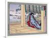 Woman Adjusting the Blinds, Japanese Wood-Cut Print-Lantern Press-Framed Art Print