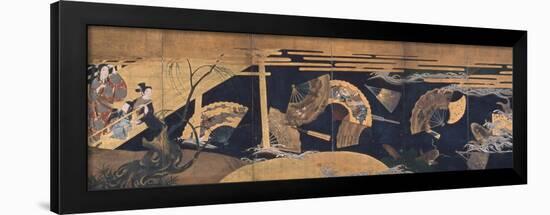 Woman Admiring Floating Fans, Screen, Edo Period-Anonymous-Framed Giclee Print
