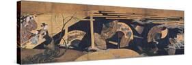 Woman Admiring Floating Fans, Screen, Edo Period-Anonymous-Stretched Canvas