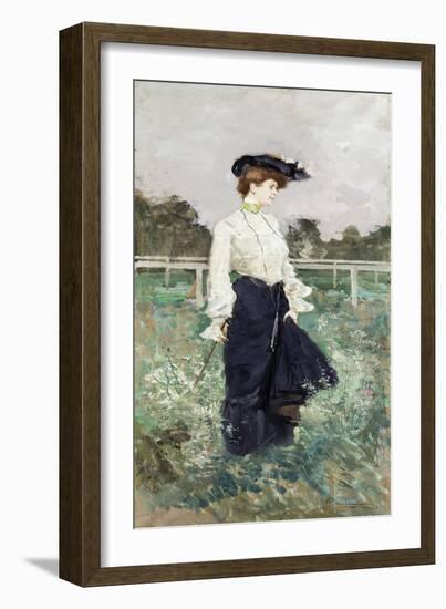 Woman Alone; Signora a San Siro-Pompeo Mariani-Framed Giclee Print